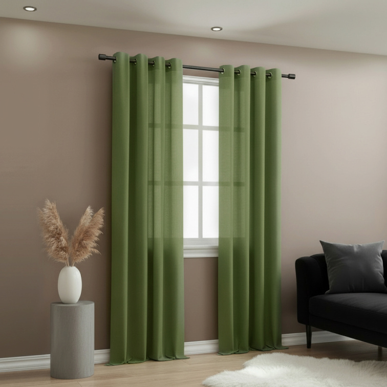 Dekorační dlouhý jednobarevný závěs s kroužky EASY TOP tmavě zelená 1x140x250 cm (cena za 1 kus) MyBestHome