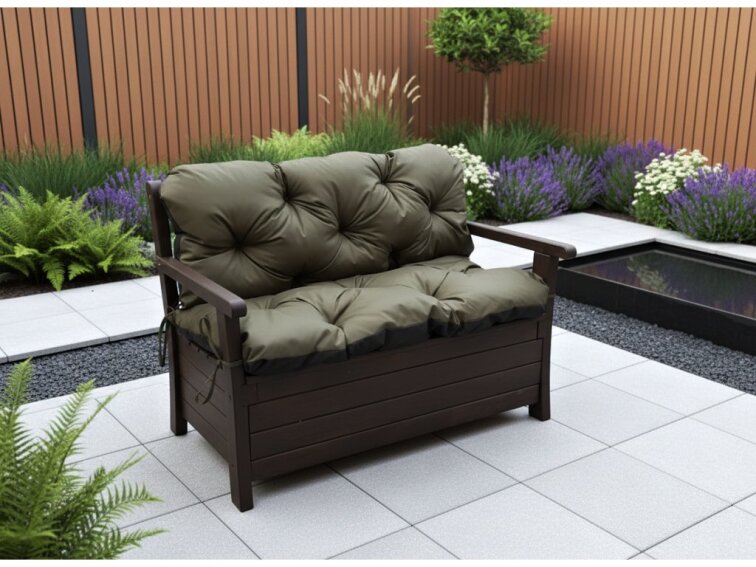 Prošívané sezení JONAS color 18 TMAVĚ ZELENÁ různé rozměry, polstr na zahradní lavici - sedák s opěrkou, Mybesthome