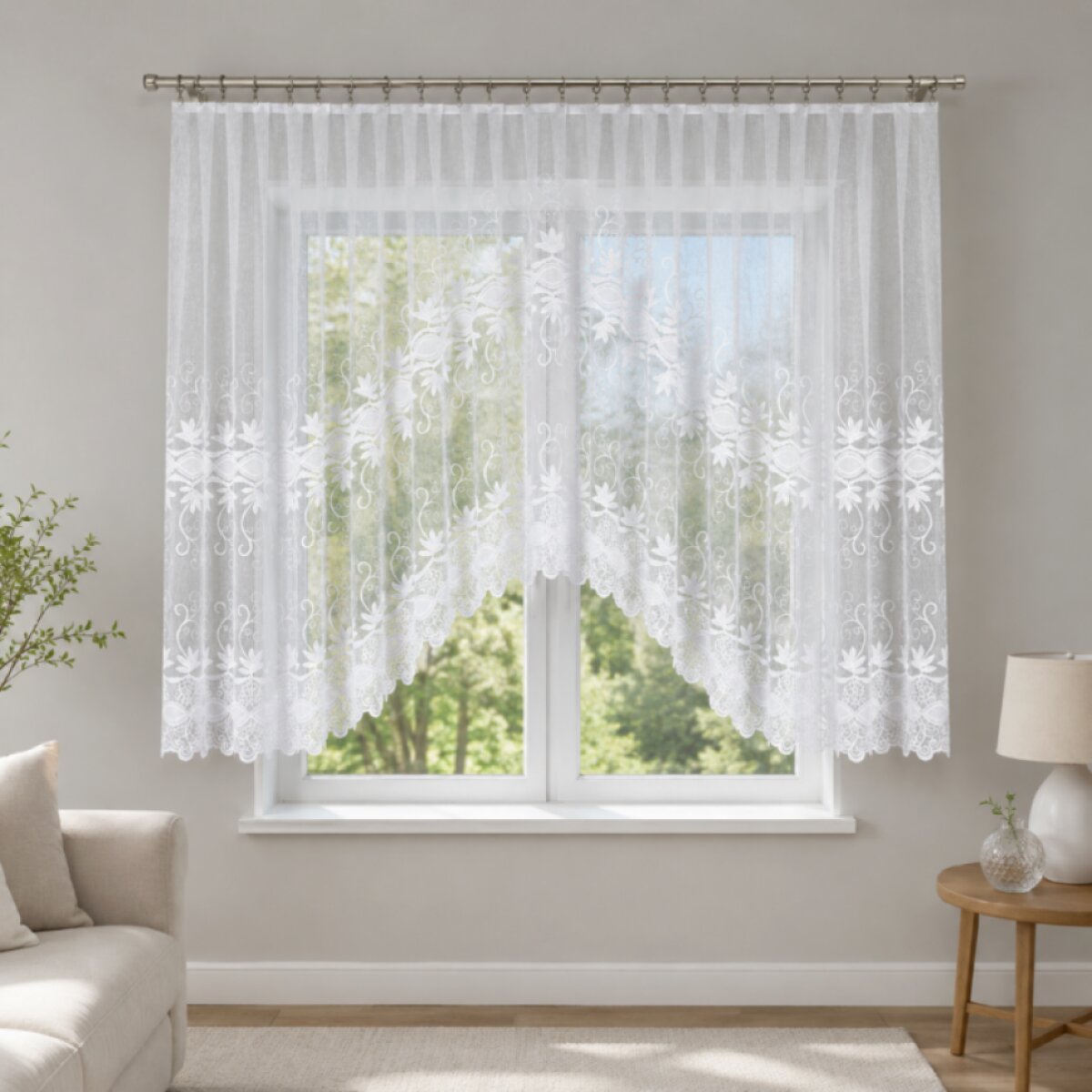Dekorační oblouková krátká záclona na žabky JOWITA 150 bílá 400x150 cm MyBestHome
