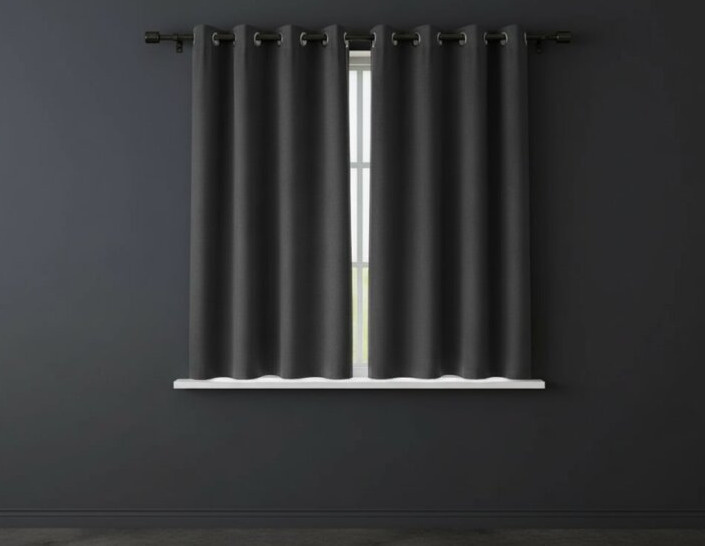 Zatemňovací krátký závěs s kroužky "BLACKOUT" NEW VITORIA 135x160 cm grafitová (cena za 1 kus) Mybesthome