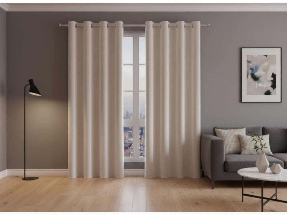 Dekorační velvet závěs s kroužky VALENTINO 016 krémová 140x250 cm (cena za 1 kus) MyBestHome