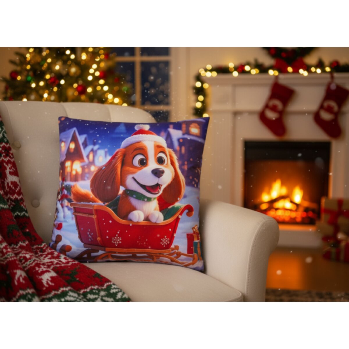 Vánoční povlak na polštář CHRISTMAS DOG II. 40x40 cm