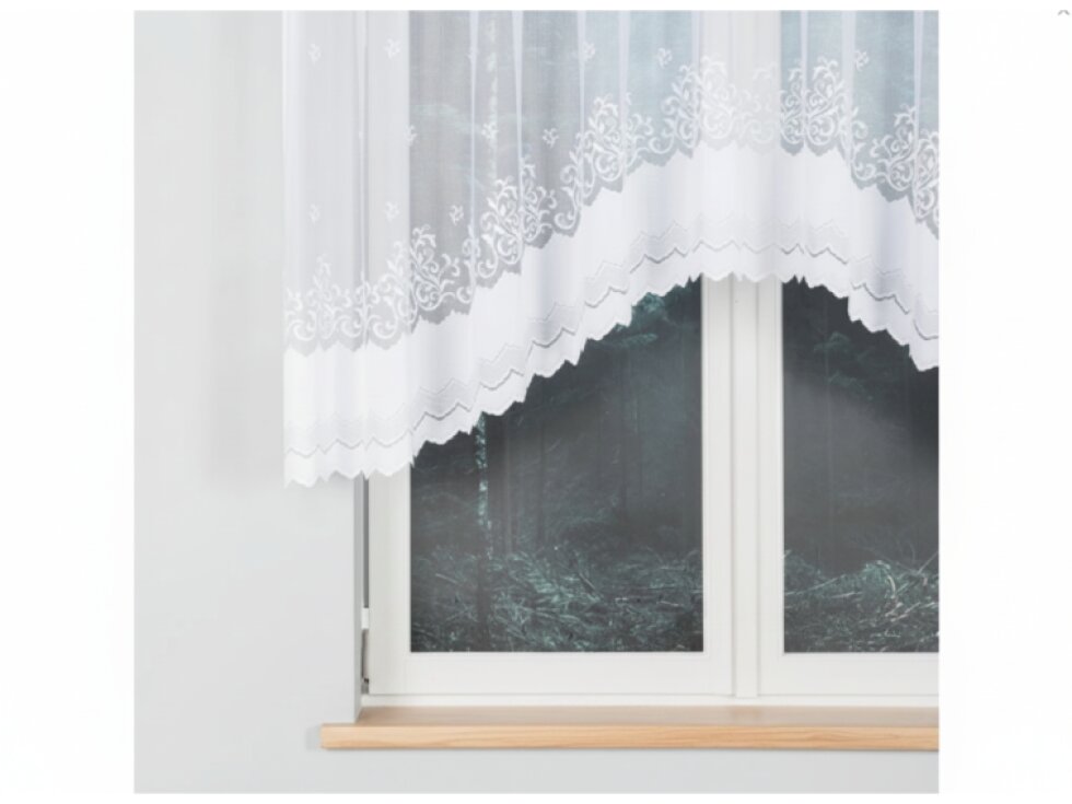 Dekorační krátká vzorovaná záclona na žabky GENOWEFA 120 bílá 300x120 cm MyBestHome