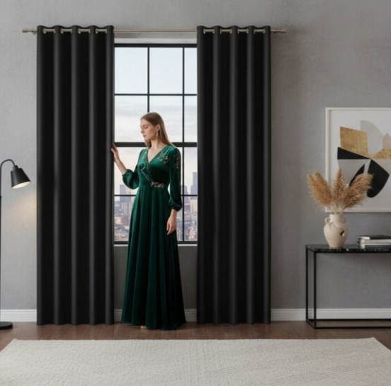 Zatemňovací závěs s kroužky "BLACKOUT" DONA 140x250 cm černá 846 (cena za 1 kus) MyBestHome