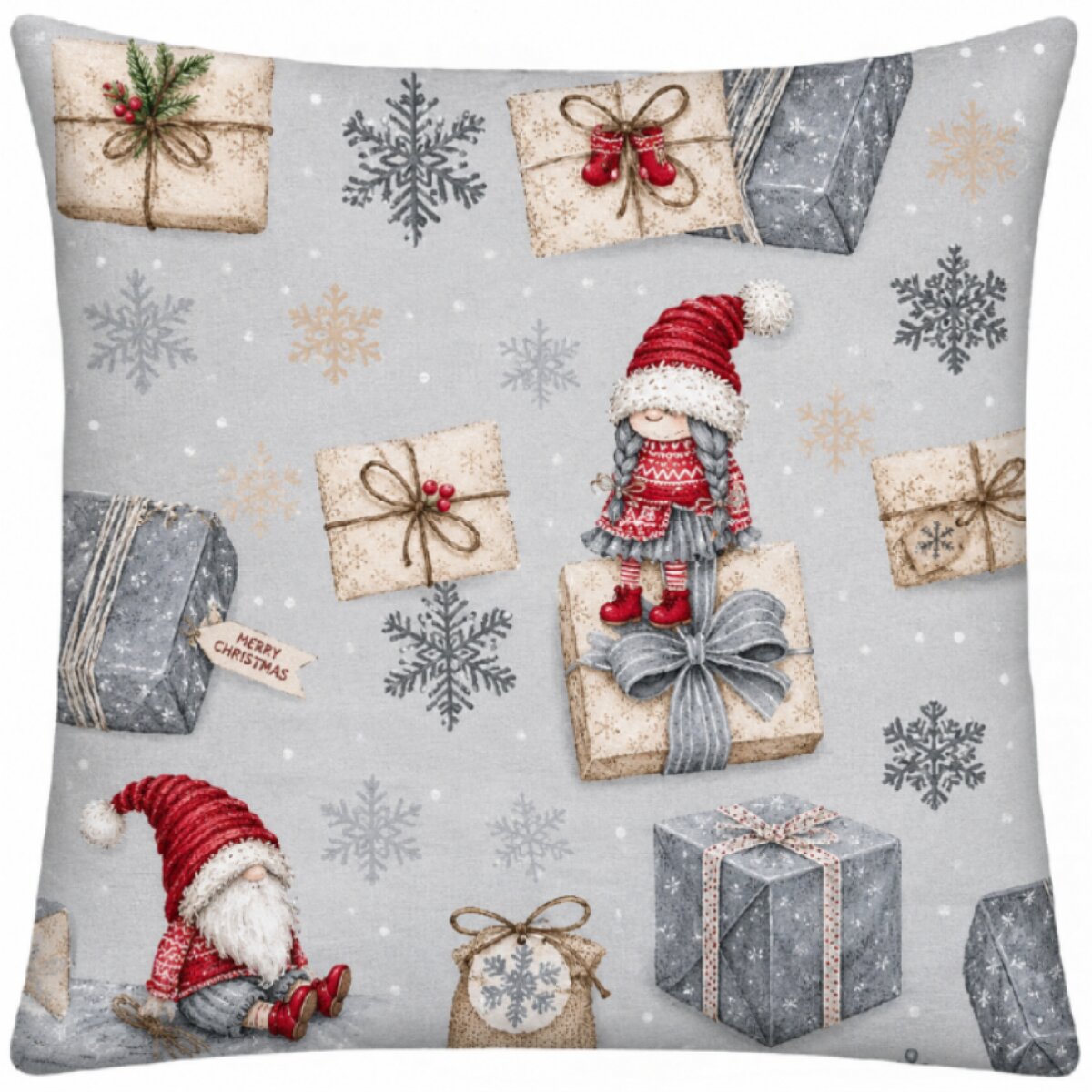 Bavlněný vánoční povlak na polštář 040 CHRISTMAS TIME 100% bavlna 40x40 cm,