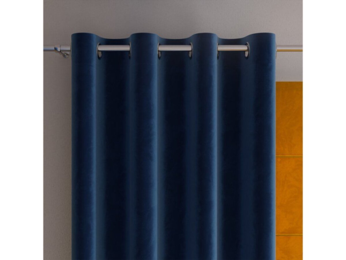 Dekorační velvet závěs s kroužky VALENTINO 011 modrá 140x250 cm (cena za 1 kus) MyBestHome