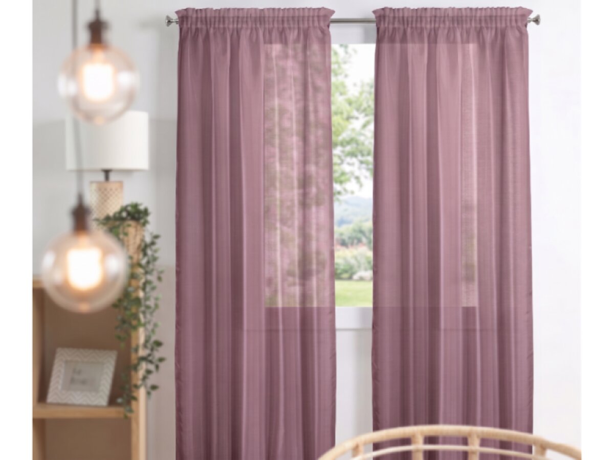 Dekorační dlouhá záclona s řasící páskou WOOD růžová 140x245 cm (cena za 1 kus) MyBestHome