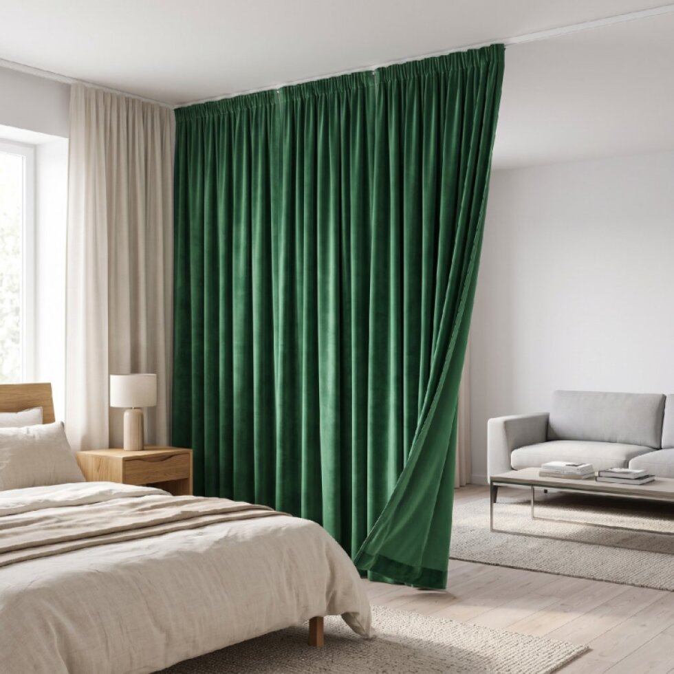 Dekorační závěs s řasící páskou PIERRE CARDIN 300 zelená 140x300 cm (cena za 1 kus) MyBestHome