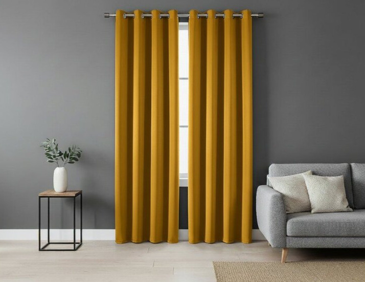 Zatemňovací závěs s kroužky "BLACKOUT" SIERRA 135x250 mustard/hořčicová (cena za 1 kus) Mybesthome