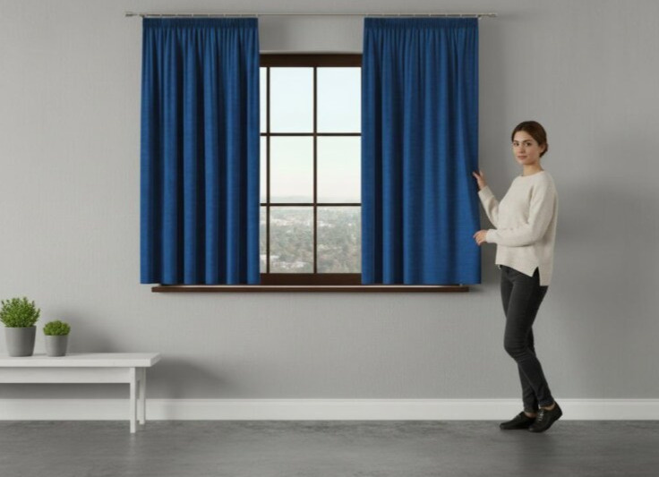 Dekorační krátký závěs s řasící páskou VALMI 140x160 cm color 011 modrá (cena za 1 kus) MyBestHome