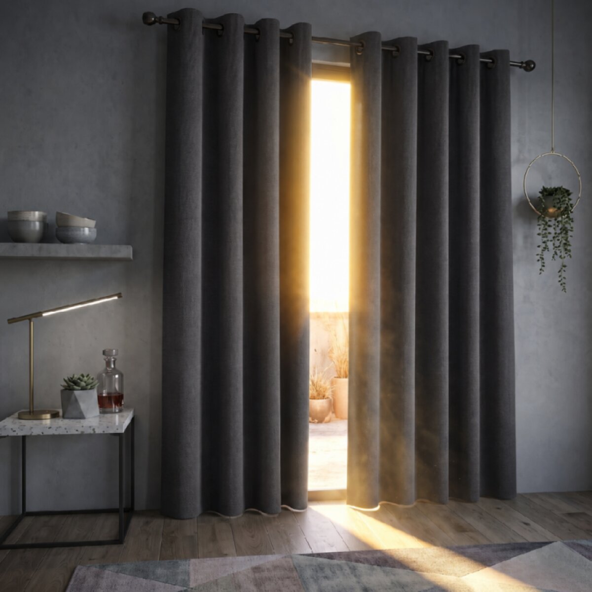 Termoizolační blackout závěs POLAIRE antracit 140×260 cm na kroužky