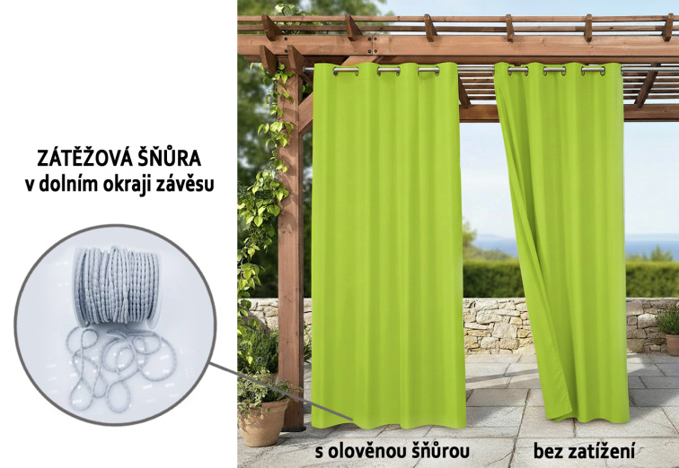 Venkovní zahradní závěs s kroužky MONTANA color 19 limonka, různé rozměry MyBestHome