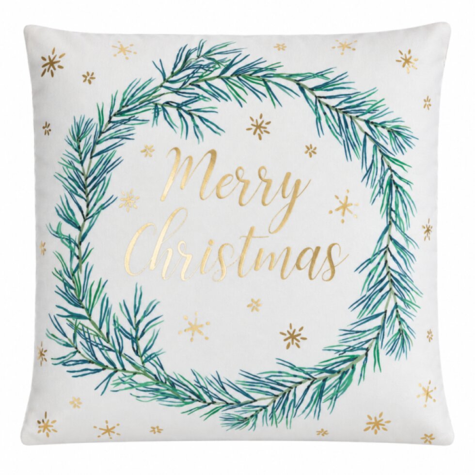 Vánoční povlak na polštář MERRY CHRISTMAS bílý 45×45 cm
