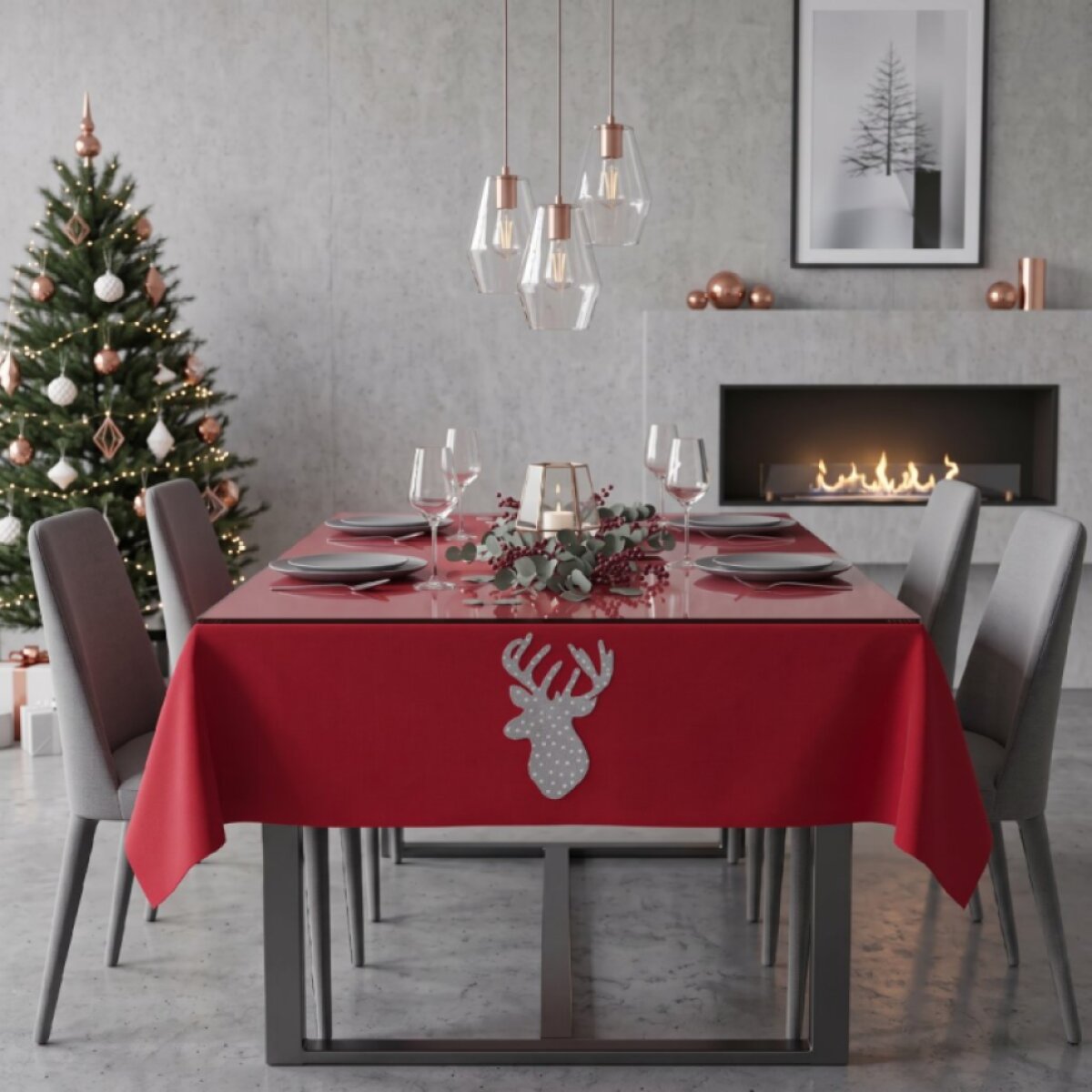 Vánoční ubrus na stůl CHRISTMAS DEER červená 110x160 cm