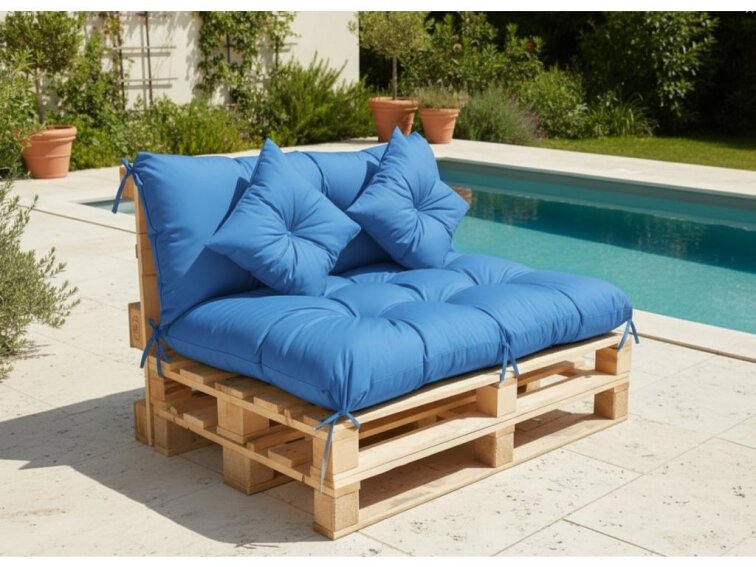 Polstr CARLOS color 39 modrá, sedák 120x80 cm, opěrka 120x40 cm, paletové prošívané sezení Mybesthome