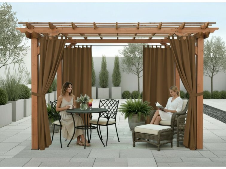 Venkovní zahradní závěs s poutky SANTIAGO color 44 cappuccino, různé rozměry MyBestHome