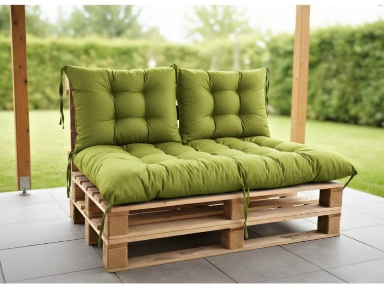 Paletové prošívané sezení MATTEO SET - sedák 120x80 cm, 2x opěrka 60x40 cm, olivová color 19, Mybesthome