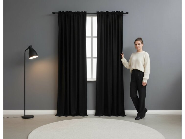Zatemňovací závěs s řasící páskou "BLACKOUT" VIGO 135x250 cm, černá, (cena za 1 kus) MyBestHome