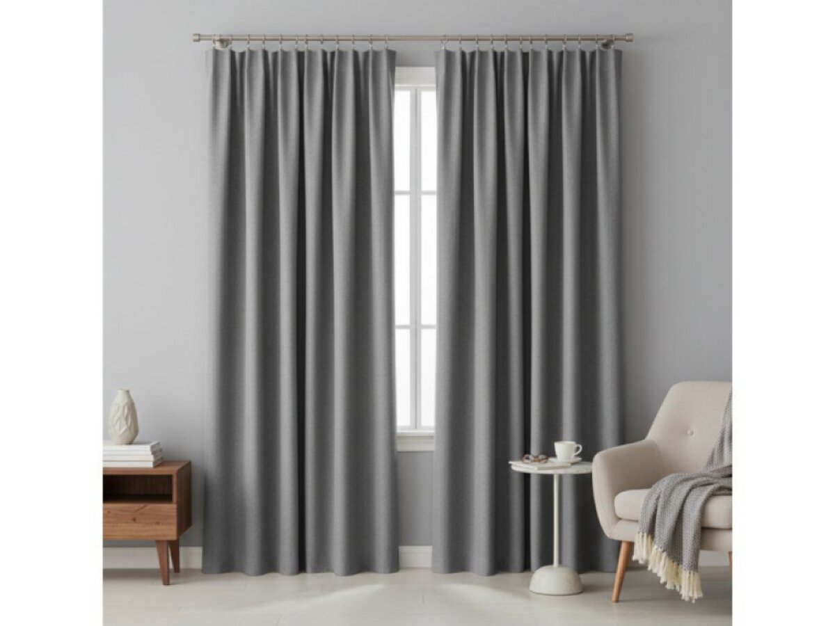 Dekorační zatemňující závěs SUPER BLACKOUT TAPE s řasící páskou světle šedá color 023 (cena za 1 kus) 140x250 cm 100% stínění Mybesthome