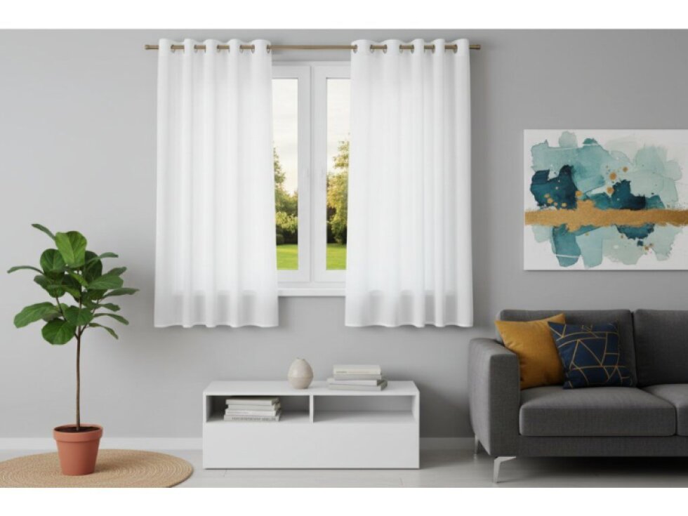 Dekorační záclona s kroužky BASIC bílá 145x170 cm (cena za 1 kus) MyBestHome