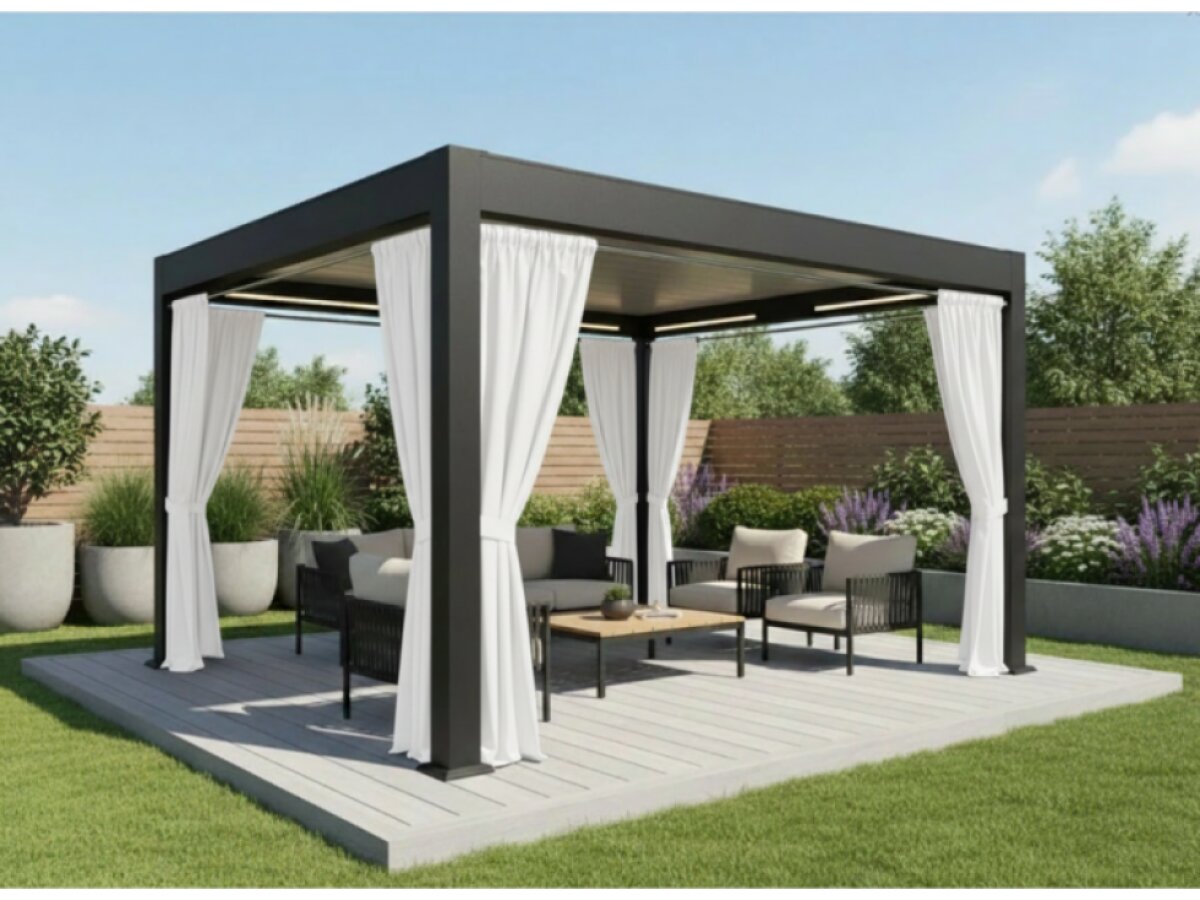 Venkovní zahradní závěs s kroužky GARDENIA TAPE bílá, šířka 140 cm výška různé rozměry Mybesthome