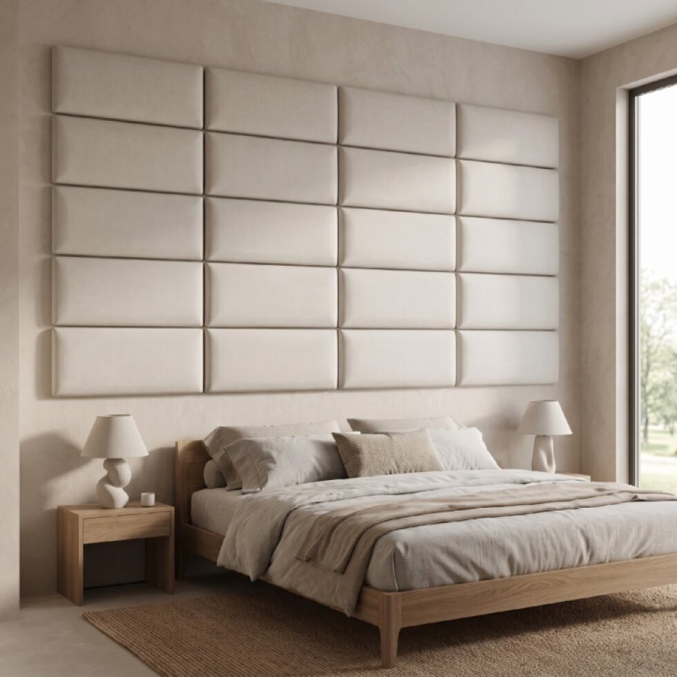 Čalouněný nástěnný panel různé rozměry x šířka 30 cm krémová obdélník MyBestHome
