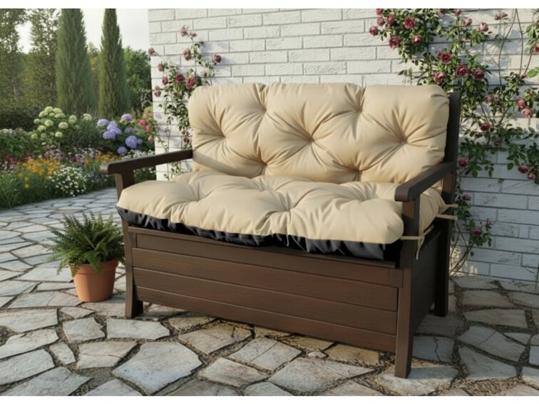 Prošívané sezení JONAS color 17 SVĚTLE BÉŽOVÁ různé rozměry, polstr na zahradní lavici - sedák s opěrkou, Mybesthome