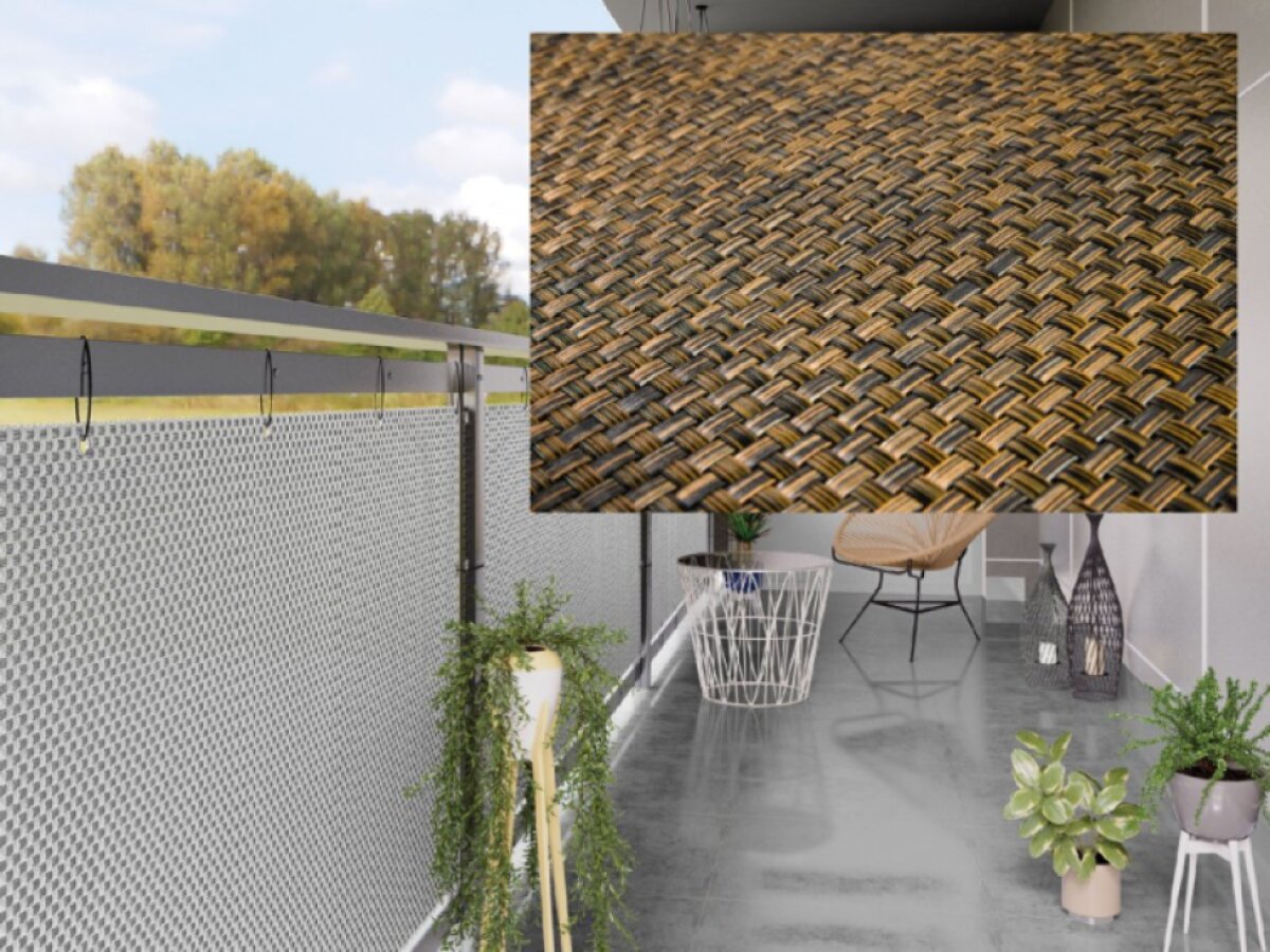 Balkonová ratanová zástěna PORI výška 90 cm, 100 cm - cena za 1 běžný metr hnědá MyBestHome