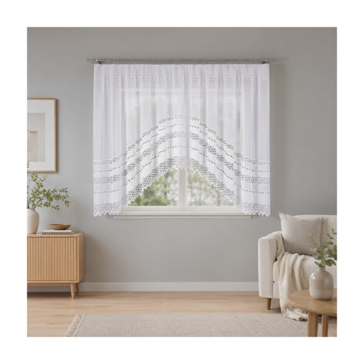 Dekorační oblouková krátká záclona na žabky FILOMENA 170 bílá 340x170 cm MyBestHome