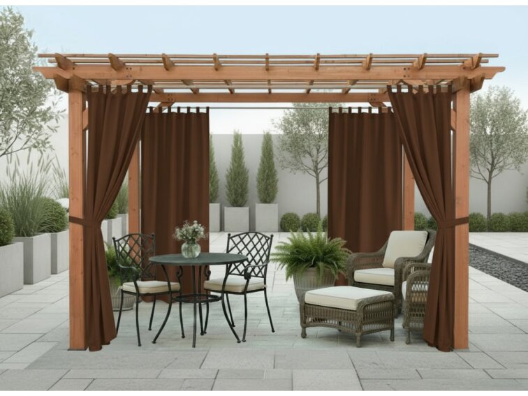 Venkovní zahradní závěs s poutky SANTIAGO color 22 hnědá, různé rozměry MyBestHome