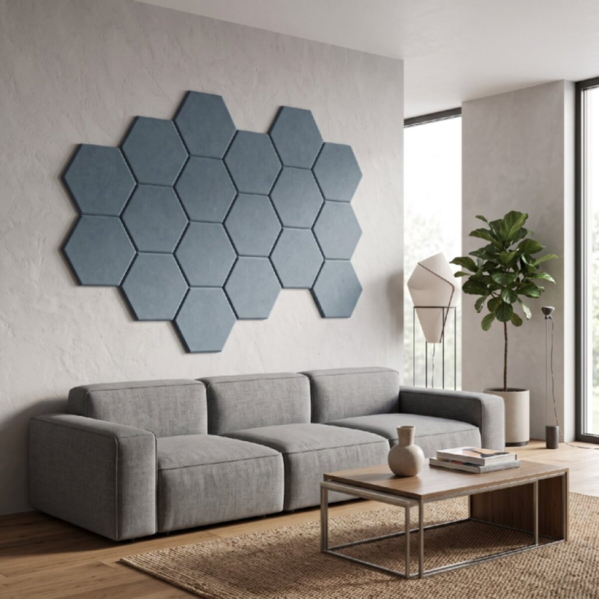 Čalouněný nástěnný panel HEXAGON více rozměrů tyrkysová MyBestHome