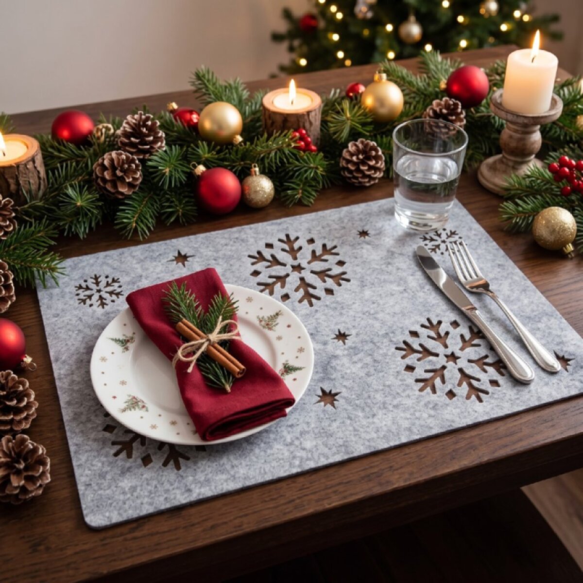 Vánoční filcové prostírání NATALE V. šedá 30x40 cm
