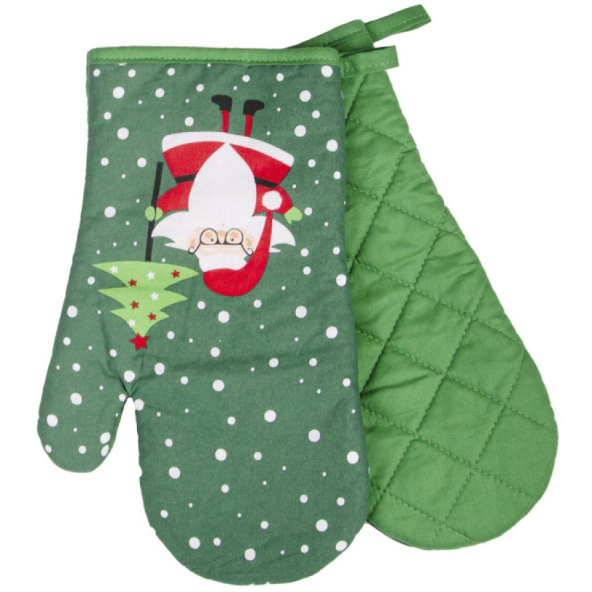 Vánoční kuchyňské rukavice chňapky COLOURFUL XMAS zelená 19x30 cm 100% bavlna