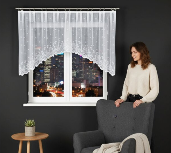 Dekorační oblouková krátká záclona na žabky KAROLINA bílá 300x130 cm MyBestHome