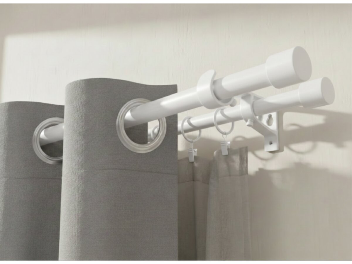 Kovová teleskopická garnýž VINCENZO DUO bílá 200-350 cm Ø 16/19 mm dvouřadá Mybesthome