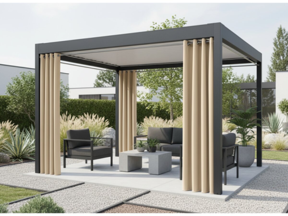 Venkovní zahradní závěs s kroužky GARDENIA RING krémová, šířka 140 cm výška různé rozměry Mybesthome