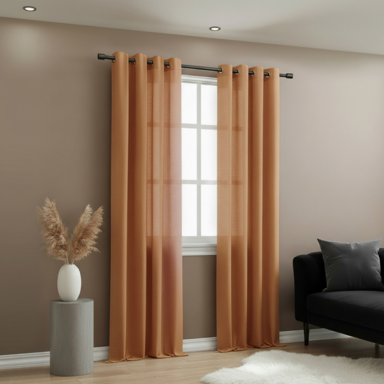 Dekorační dlouhý jednobarevný závěs s kroužky EASY TOP cihlová 1x140x250 cm (cena za 1 kus) MyBestHome