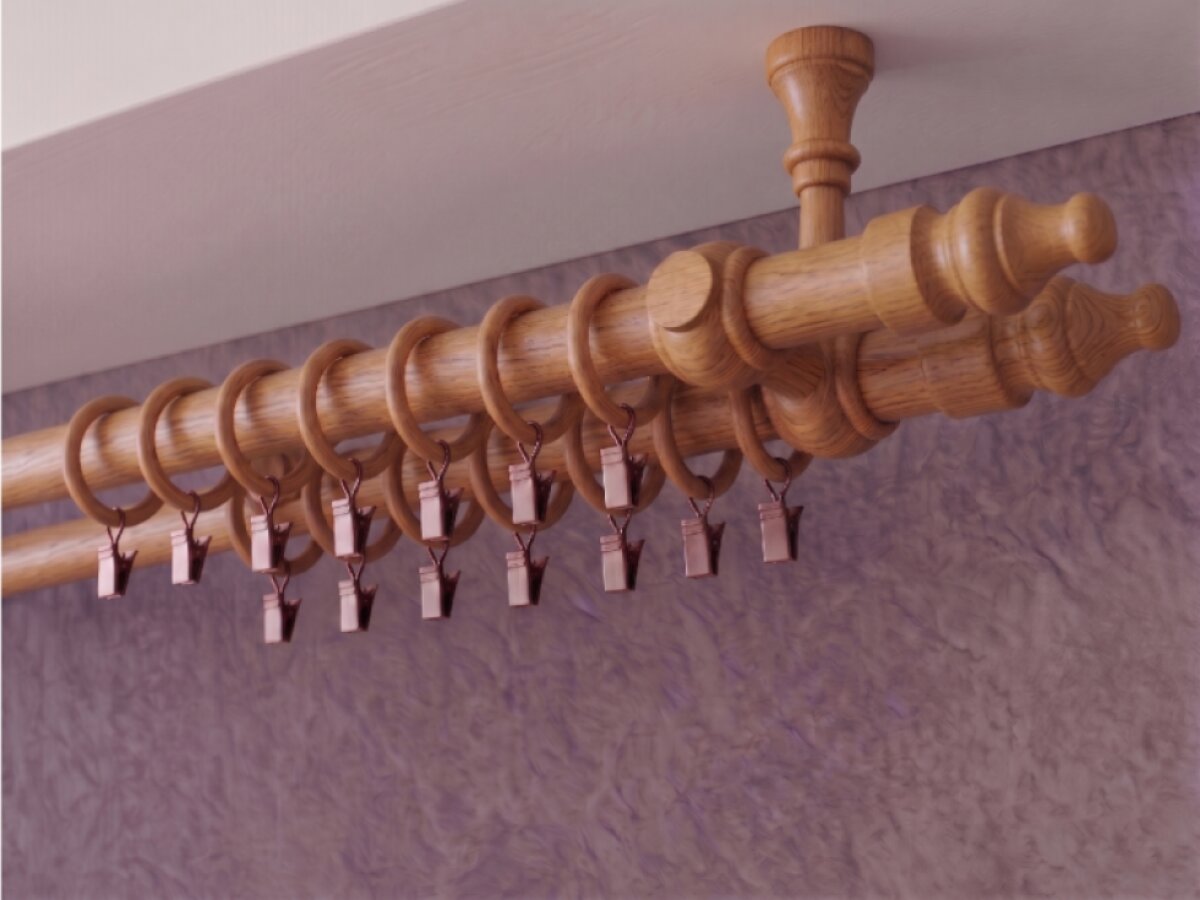 Dřevěná garnýž Ø 28 mm více rozměrů LINDA TOP FIX dub dvouřadá Mybesthome