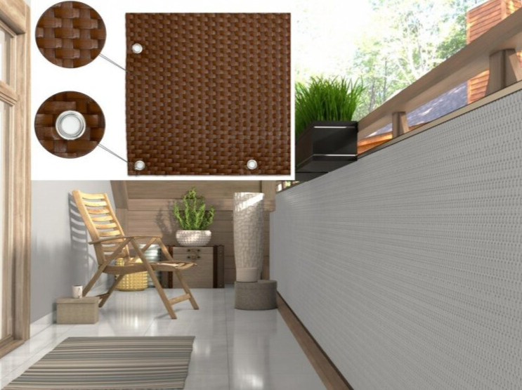 Balkonová ratanová zástěna s očky MALMO výška 90 cm, 100 cm, 110 cm - cena za 1 běžný metr světle hnědá MyBestHome