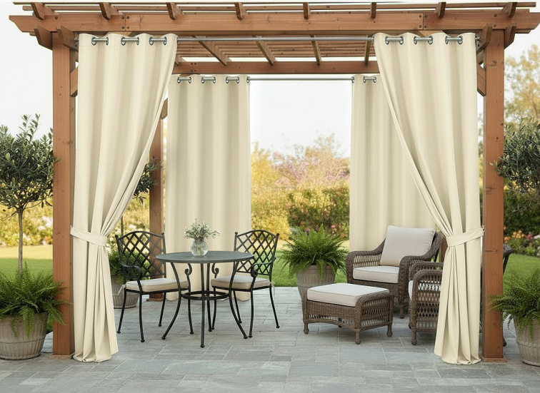 Venkovní zahradní závěs s kroužky MONTANA color 16 smetanová, různé rozměry MyBestHome