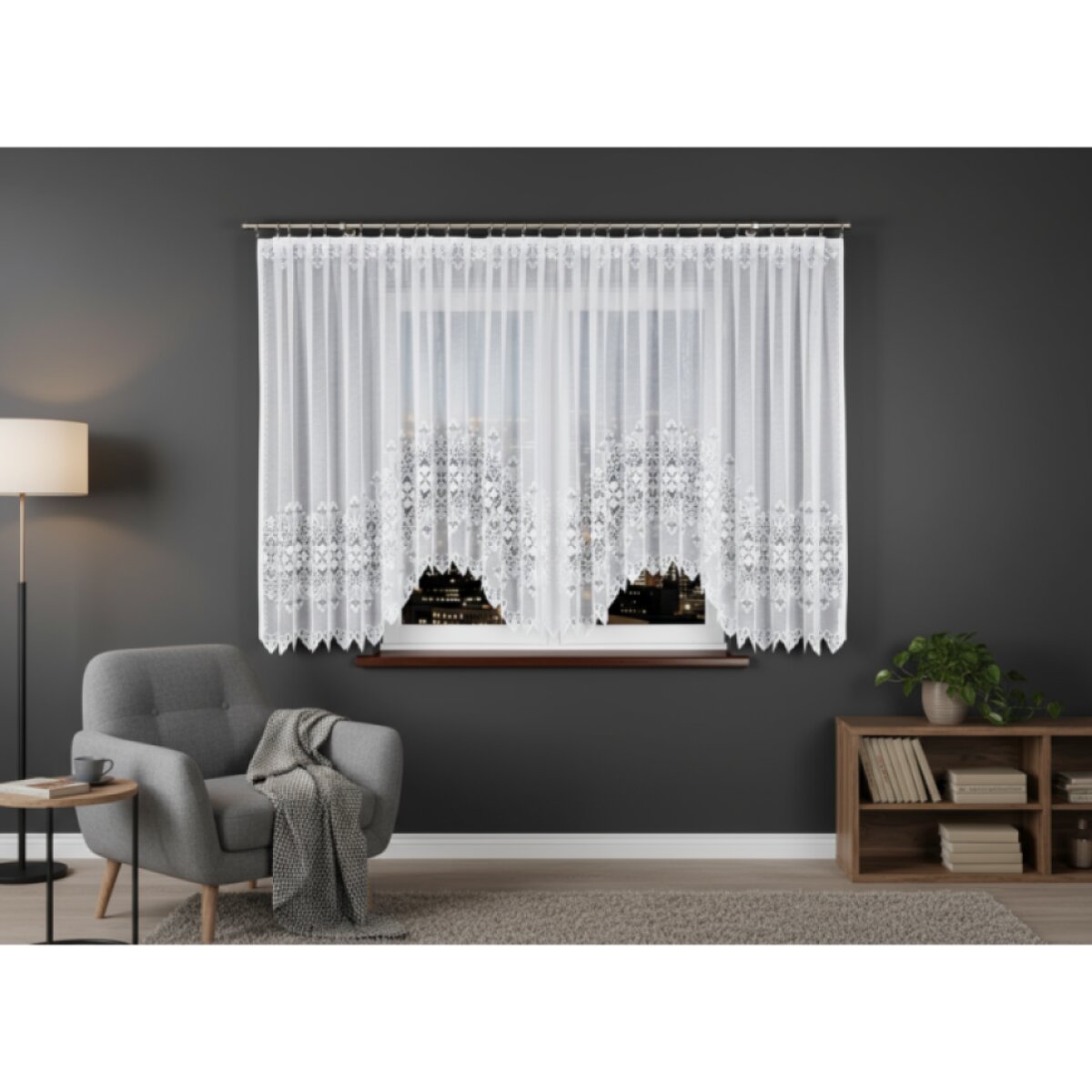 Dekorační krátká vzorovaná záclona na žabky NADIA 160 bílá 500x160 cm MyBestHome