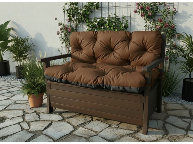 Prošívané sezení JONAS color 22 HNĚDÁ různé rozměry, polstr na zahradní lavici - sedák s opěrkou, Mybesthome