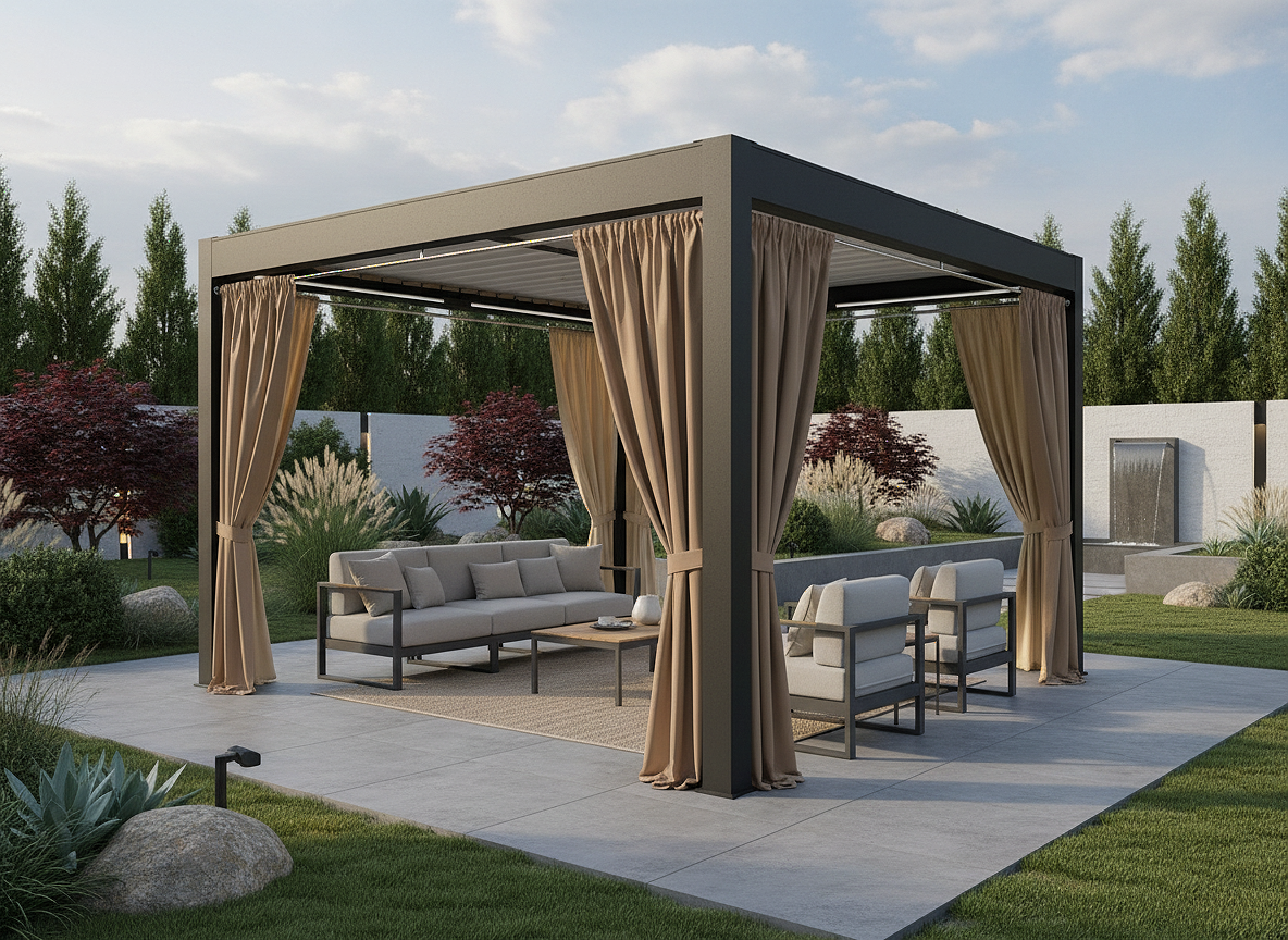 Venkovní zahradní závěs s řasící páskou GARDENIA TAPE tmavě béžová, různé rozměry Mybesthome