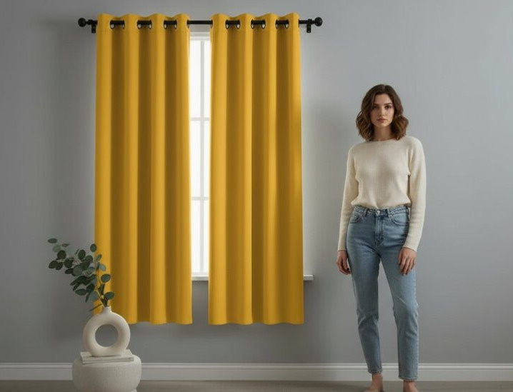 Zatemňovací krátký závěs s kroužky FLAVIA- BLACKOUT 135x180 cm mustard/hořčicová (cena za 1 kus) Mybesthome