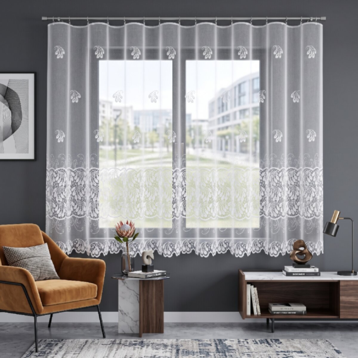 Dekorační žakárová záclona s řasící páskou LUSYA 180 bílá 300x180 cm MyBestHome