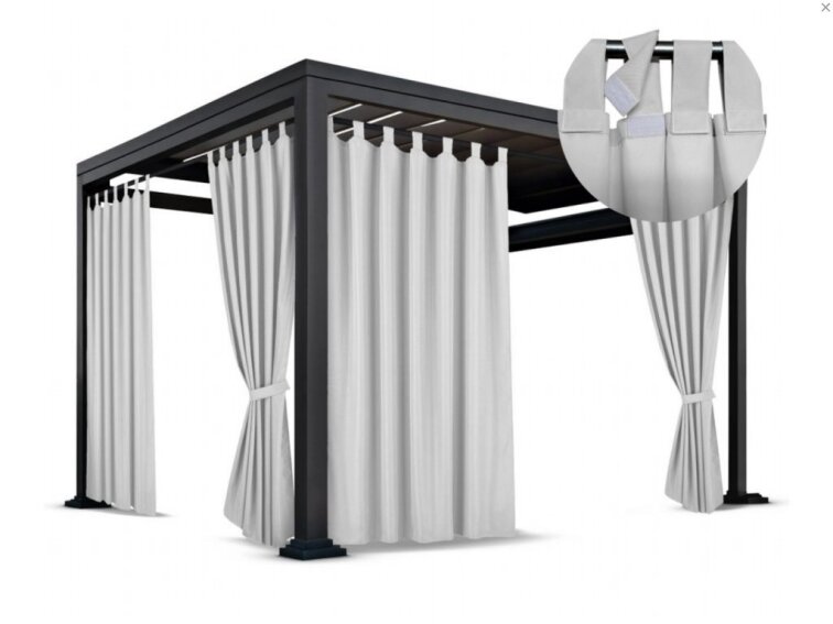 Venkovní zahradní závěs s poutky na suchý zip LISBOA světle šedá 01 různé rozměry Mybesthome