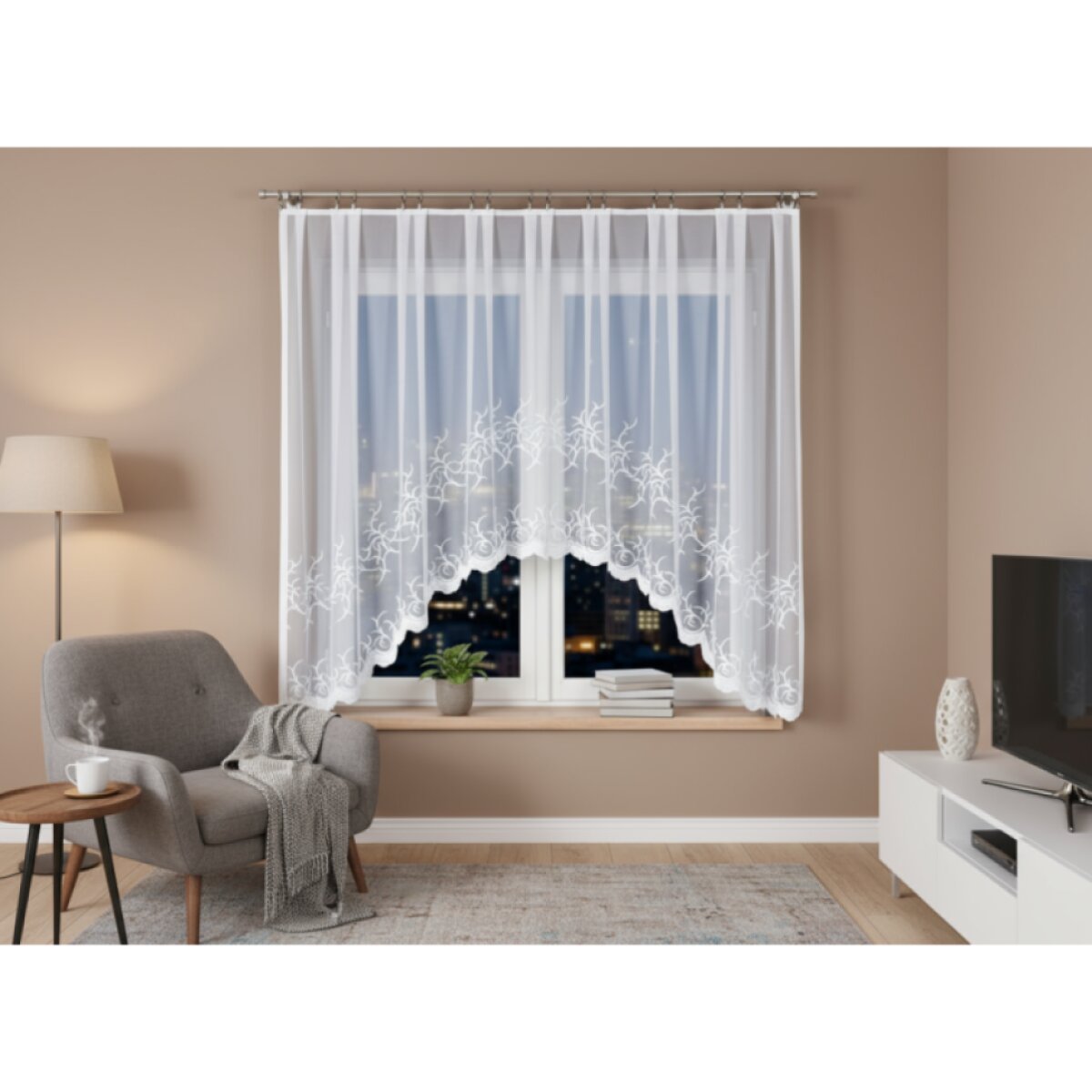 Dekorační oblouková krátká záclona na žabky BAKARO bílá 320x160 cm MyBestHome