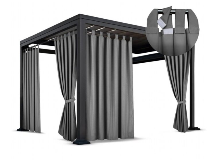 Venkovní zahradní závěs s poutky na suchý zip LISBOA tmavě šedá 02 různé rozměry Mybesthome