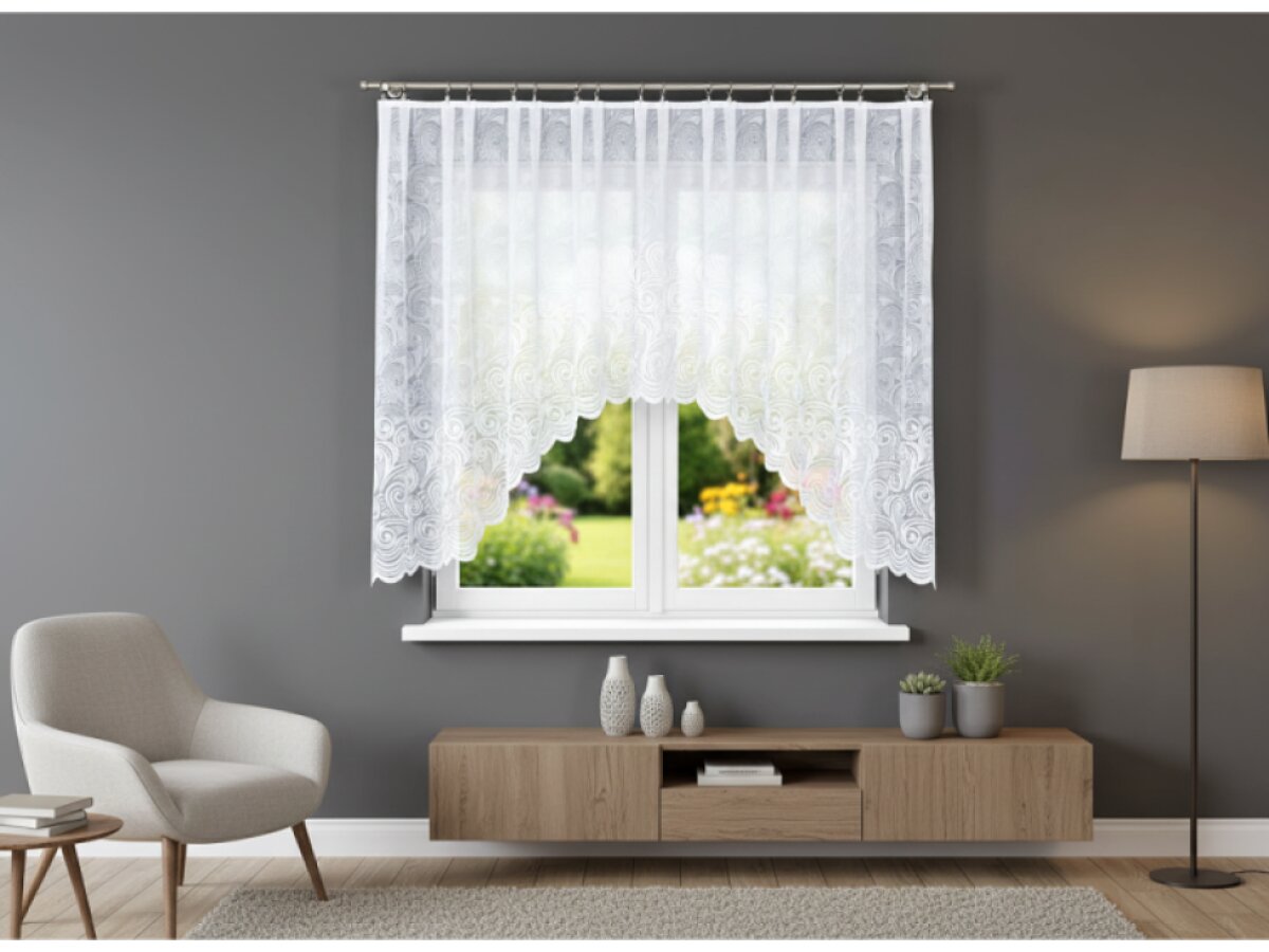 Dekorační oblouková krátká záclona na žabky KINGA 140 bílá 300x140 cm MyBestHome