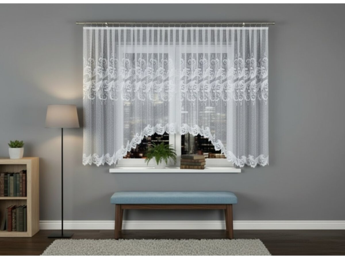 Dekorační krátká vzorovaná záclona na žabky IWONA 160 bílá 500x160 cm MyBestHome